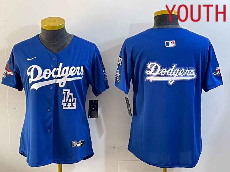Youth Los Angeles Dodgers Blank Blue Game 2024 Nike MLB Jersey style 12054